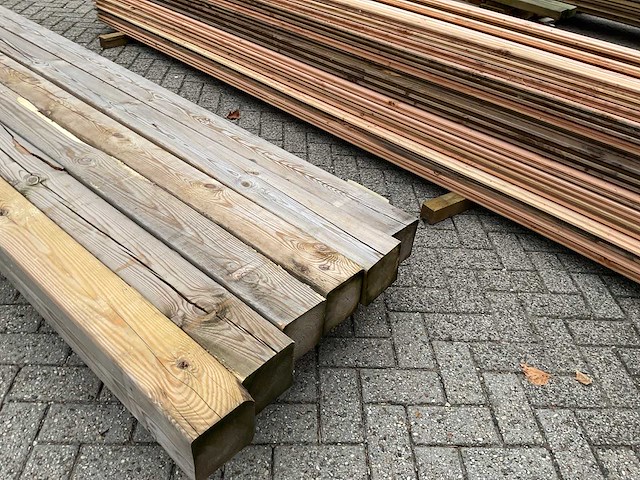 Grenen geïmpregneerde tuinpaal 30x14x14 cm (5x) - afbeelding 2 van  14