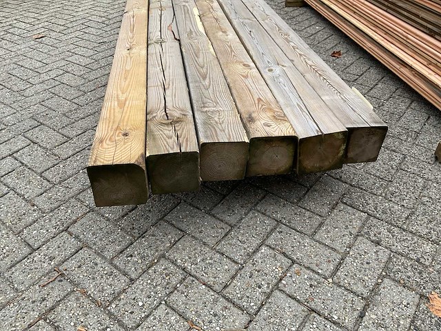 Grenen geïmpregneerde tuinpaal 30x14x14 cm (5x) - afbeelding 4 van  14
