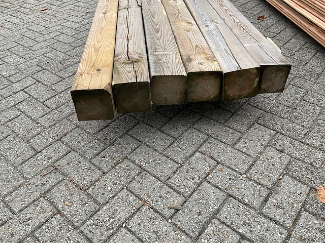 Grenen geïmpregneerde tuinpaal 30x14x14 cm (5x) - afbeelding 5 van  14