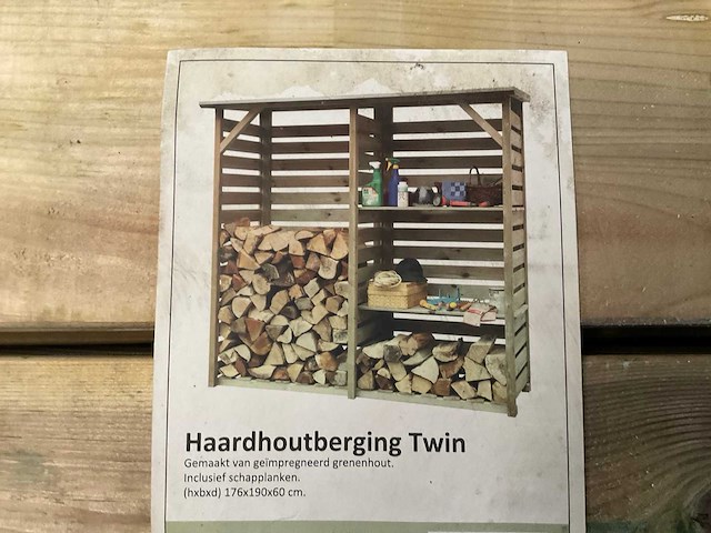 Grenen haardhoutberging "twin" - 176x190x60 cm (2x) - afbeelding 3 van  10