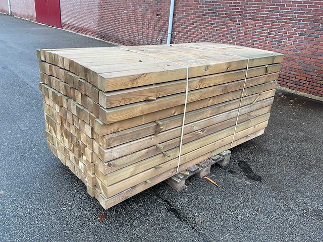 Grenen paal geïmpregneerd 220x8.8x8.8 cm (75x) - afbeelding 2 van  4