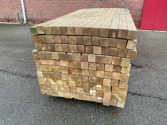 Grenen paal geïmpregneerd 220x8.8x8.8 cm (75x) - afbeelding 1 van  5