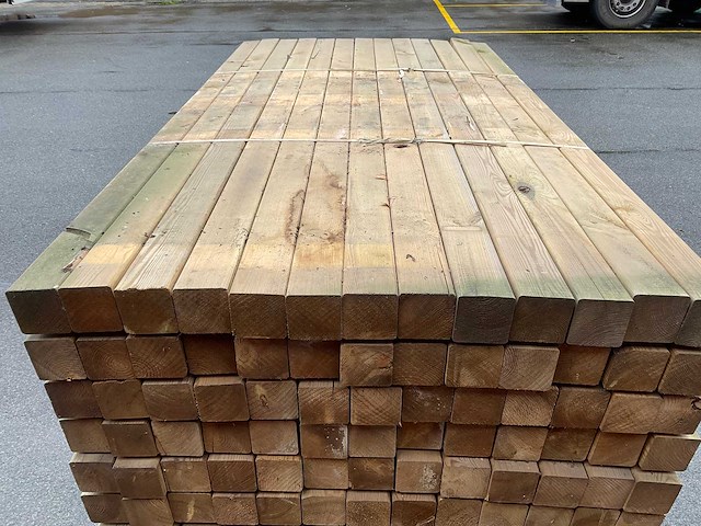 Grenen paal geïmpregneerd 240x8.8x8.8 cm (50x) - afbeelding 2 van  5