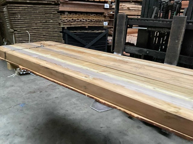 Grenen paal geschaafd - 240x8,8x8,8 cm (9x) - afbeelding 2 van  8