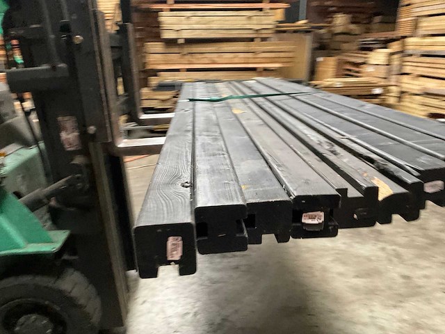 Grenen paal geschaafd/gezwart - 270x8,8x8,8 cm (10x) - afbeelding 9 van  11