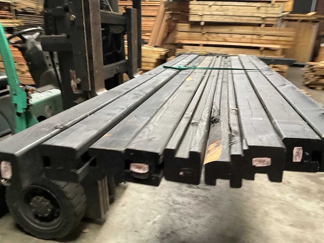 Grenen paal geschaafd/gezwart - 270x8,8x8,8 cm (10x) - afbeelding 8 van  11