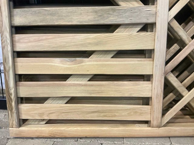 Grenen poort geschaafd recht + trellis 90x100 cm (4x) - afbeelding 2 van  8