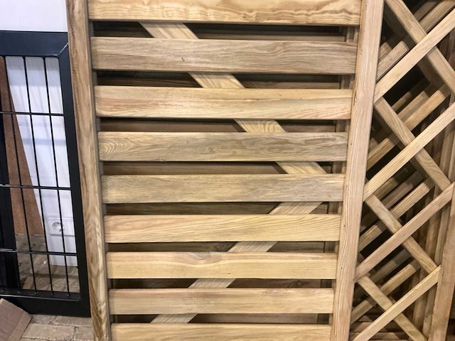 Grenen poort geschaafd recht + trellis 90x100 cm (4x) - afbeelding 5 van  8