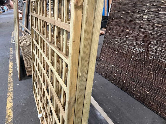 Grenen trellis recht horizontaal 180x180 cm (3x) - afbeelding 5 van  6
