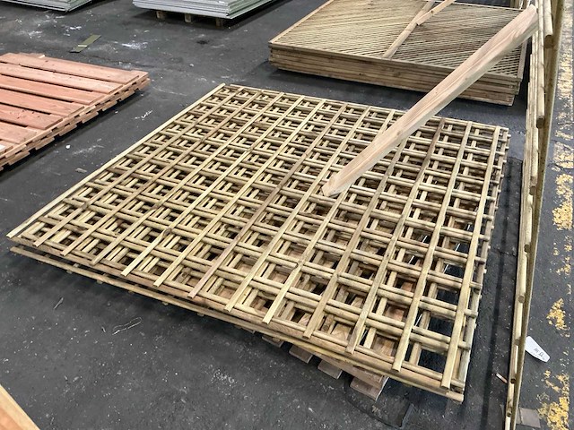 Grenen trellis recht horizontaal hek 180x180 cm (4x) - afbeelding 4 van  7