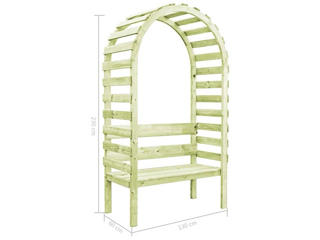 Grenen tuinbank met rozenboog - 130x60x230 cm - afbeelding 2 van  2