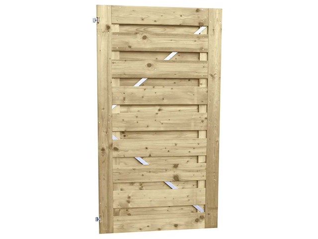 Grenen tuinpoort met stalen frame - 180x100 cm - afbeelding 1 van  2