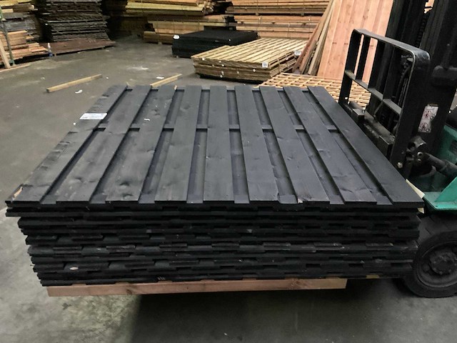 Grenen tuinscherm geïmpregneerd zwart - 180x180 cm (10x) - afbeelding 1 van  10