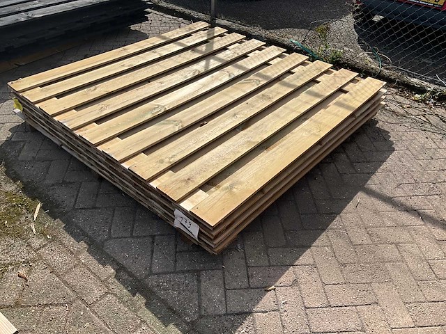 Grenen tuinscherm met betonplaat 19-planks 180x180 cm (4x) - afbeelding 2 van  8