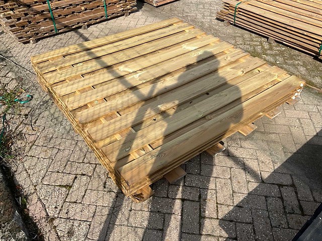 Grenen tuinscherm met betonplaat 19-planks 180x180 cm (4x) - afbeelding 4 van  8