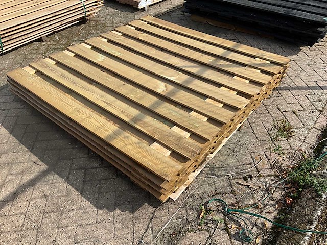 Grenen tuinscherm met betonplaat 19-planks 180x180 cm (4x) - afbeelding 5 van  8