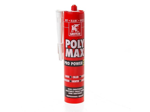 Griffon poly max - montagelijm wit 290ml - verf, pur, lijm en kit (2x) - afbeelding 1 van  4