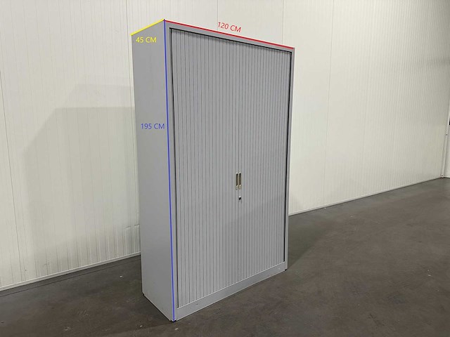 Grijze archiefkast 195 x 120 x 45 cm - afbeelding 1 van  4