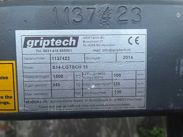 Griptech - 2014 - s14-lgtsch 15 - multi pallethandler - afbeelding 7 van  8