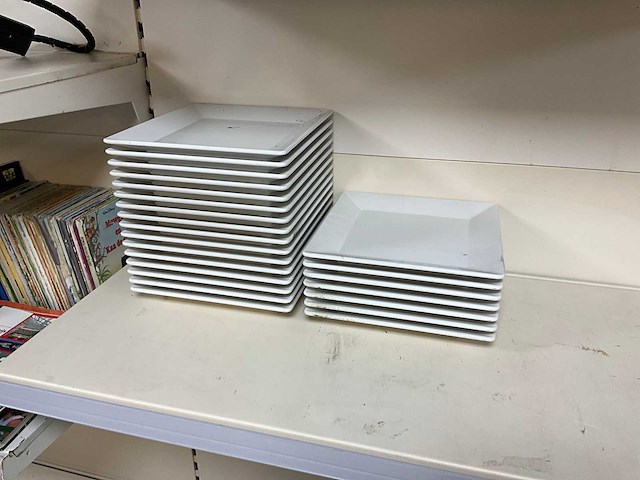 Grocier vierkante melamine borden (23x) - afbeelding 1 van  6