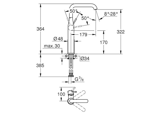 Grohe - essence new xl-size (32901001) - - wastafelmengkraan - afbeelding 4 van  8