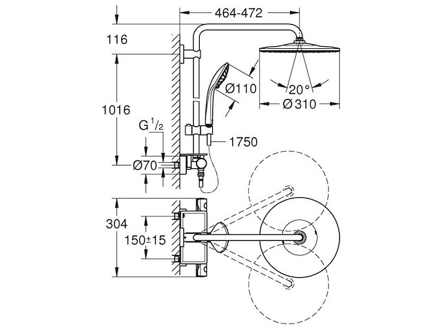 Grohe - euphoria - xxl system 310 - regendouche - afbeelding 1 van  3