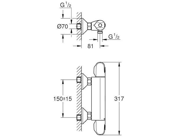 Grohe - grohtherm 1000 - - thermostatische bad / douchemengkraan - afbeelding 5 van  8