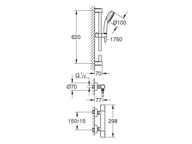 Grohe - grohtherm 800 cosmopolitan (34768000) - - thermostatische doucheset (comfortset) - afbeelding 4 van  9