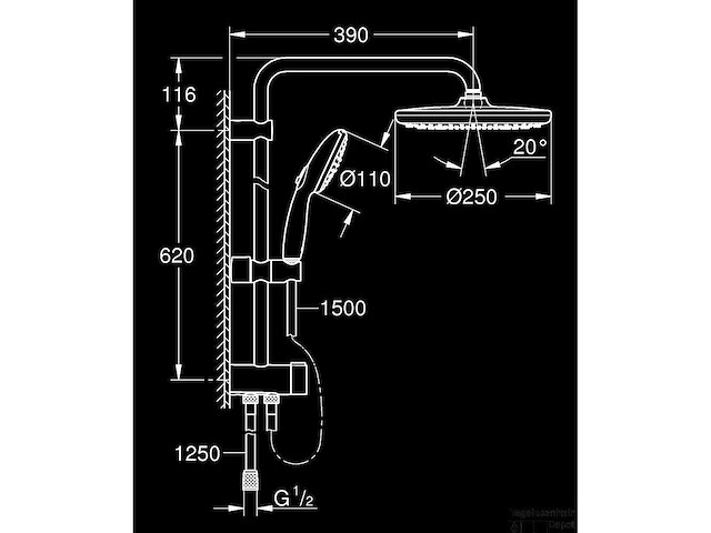 Grohe - vitalio - regendouche - afbeelding 2 van  8