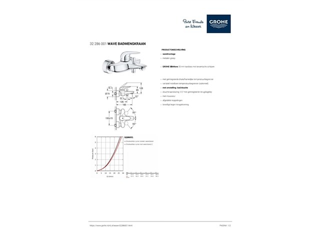 Grohe badkraan wave chroom 15 cm - afbeelding 4 van  6