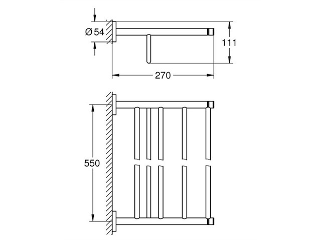 Grohe essentials handdoek plateau 55 cm. chroom - afbeelding 2 van  2