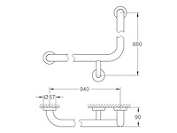 Grohe essentials l vormige handgreep 940 x 600 mm chroom - afbeelding 2 van  2