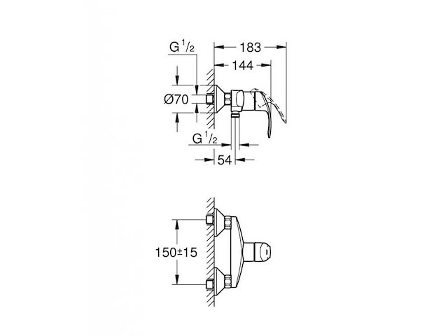 Grohe eurosmart 33555002 douchemengkraan - afbeelding 2 van  4