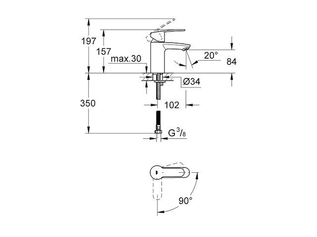 Grohe eurostyle cosmopolitan wastafelmengkraan chroom - afbeelding 2 van  4