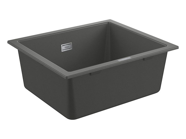 Grohe k500 composiet dubbele spoelbak 86cm inbouw met overloop en automatische afvoer granite black - afbeelding 1 van  5