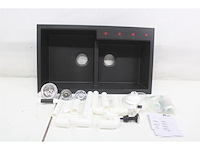 Grohe k500 composiet dubbele spoelbak 86cm inbouw met overloop en automatische afvoer granite black - afbeelding 5 van  5