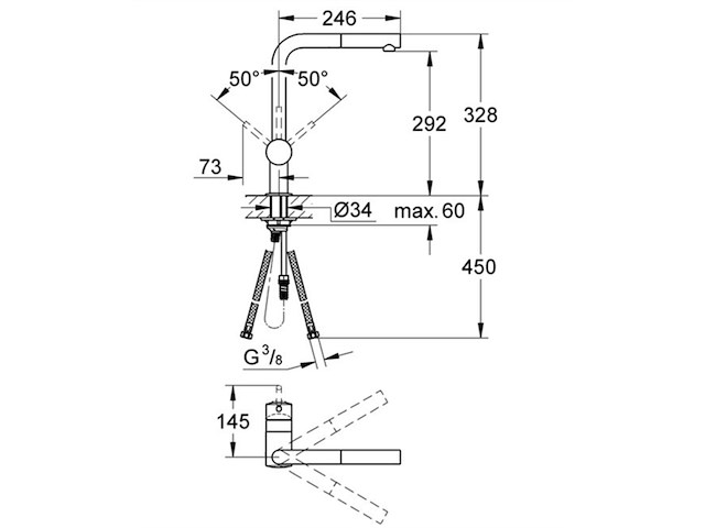 Grohe minta keukenkraan l-uitloop chroom - afbeelding 2 van  5