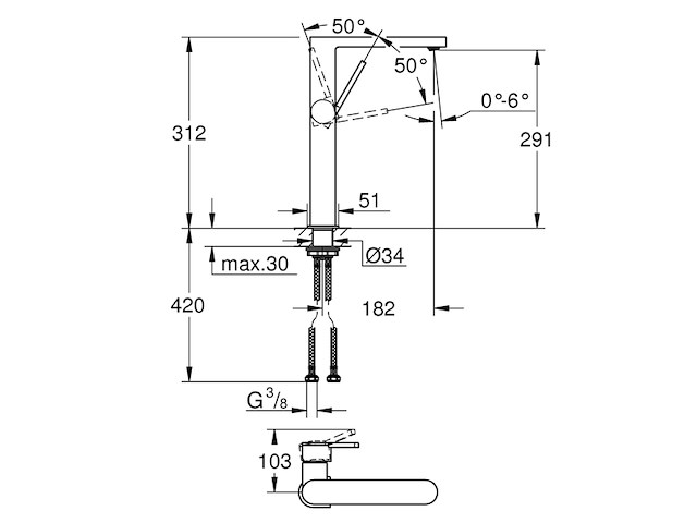 Grohe plus wastafelmengkraan xl-size chroom - afbeelding 2 van  4