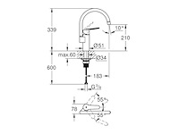 Grohe quickfix start eengreeps keukenmengkraan matte black - afbeelding 4 van  4