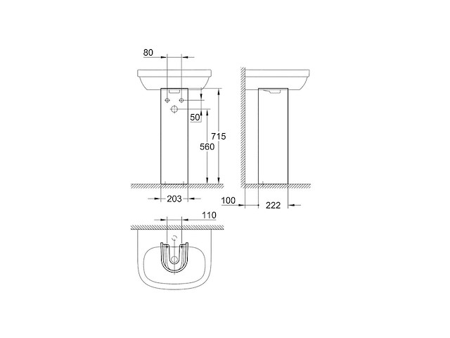 Grohe staande zuil euro keramiek 39202 voor wastafel alpine wit - afbeelding 4 van  4