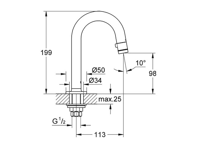 Grohe universal toiletkraan met hoge c uitloop brushed hard graphite - afbeelding 3 van  5