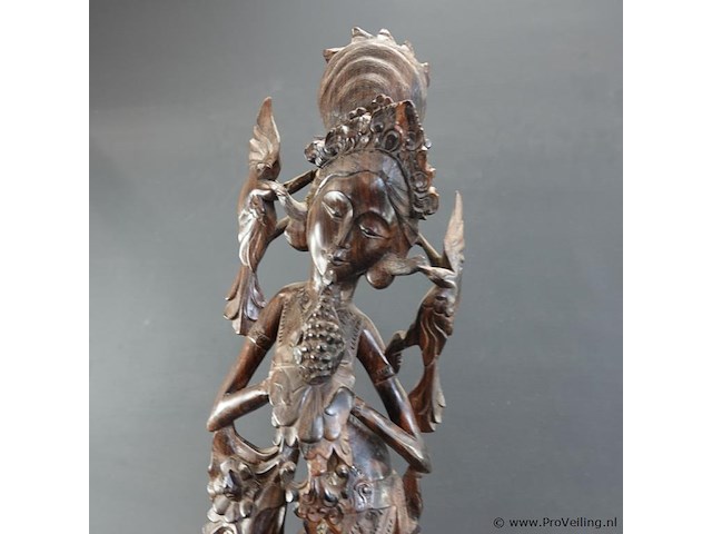 Groot coromandelhouten beeld van een indische danseres - afbeelding 2 van  5