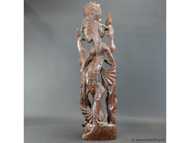 Groot coromandelhouten beeld van een indische danseres - afbeelding 4 van  5