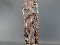 Groot coromandelhouten beeld van een indische danseres - afbeelding 4 van  5