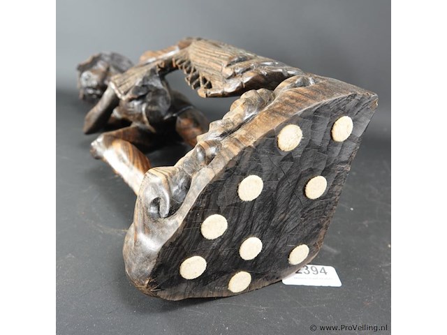 Groot coromandelhouten beeld van een indische visserman. - afbeelding 5 van  5