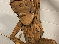 Groot decoratiestuk hangende aan teak hout - afbeelding 4 van  7