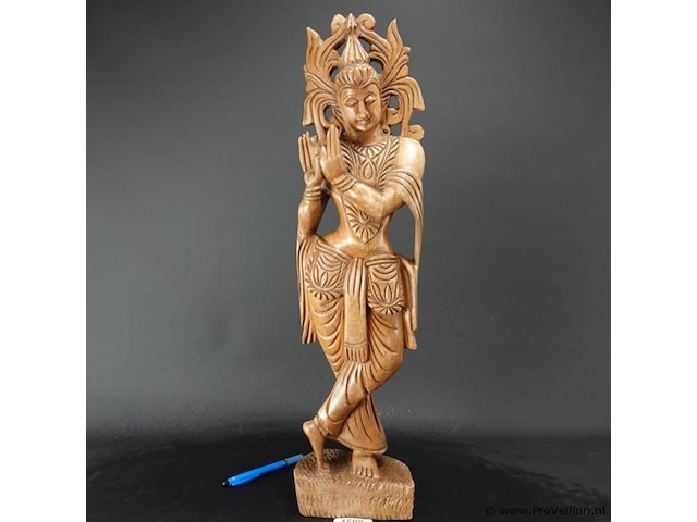 Groot in hout gesneden indisch beeld - afbeelding 1 van  5