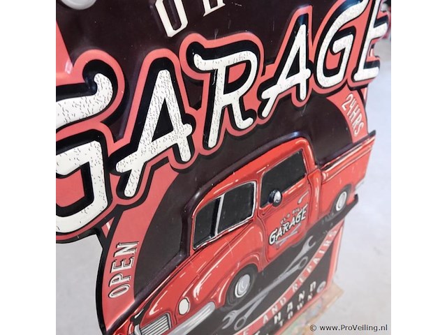 Groot metalen bord in reliëf garage - afbeelding 4 van  5