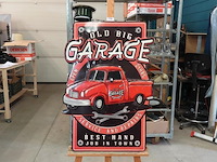 Groot metalen bord in reliëf garage - afbeelding 1 van  5