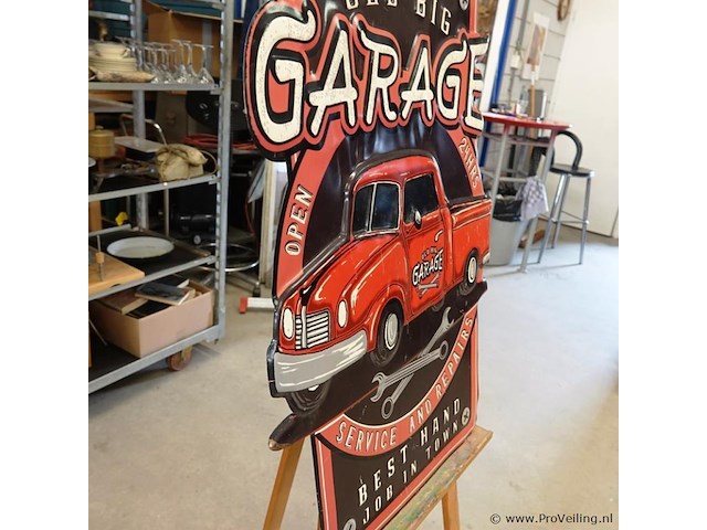 Groot metalen bord in reliëf garage - afbeelding 3 van  5